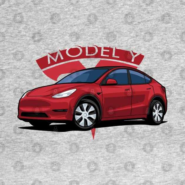 Model Y electric car red by creative.z
